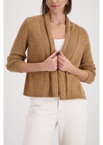 Strickjacke monari "Jacke Strick&uuml;berwurf Basic", Herren, Gr. 46, biscotti, Strick, Obermaterial: 57% Polyacryl, 43% Polyamid, unifarben, regular fit normal, ohne Ausschnitt, eingesetzt B&uuml;ndchen, Strickjacken Strickjacke, Schalkragen, Regular Fit