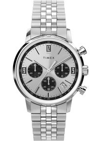 Chronograph Timex "MARLIN", silber (silberfarben), Armbanduhren, Herren, Chronograph, Quarzuhr, Armbanduhr, Herren, Datum, Stoppfunktion, 12/24-Std.-Anzeige