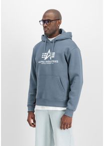 Kapuzensweatshirt Alpha Industries "Basic Hoody", Herren, Gr. S, blau (denim blau), angeraute Sweatware, Obermaterial: 80% Baumwolle, 20% Polyester, bedruckt, normal normal, Rundhals, Rippb&uuml;ndchen, Sweatshirts Kapuzensweatshirt, Baumwollmischung, regular fit