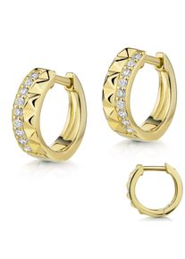 Paar Creolen Firetti "Schmuck Geschenk Silber 925 Ohrschmuck Ohrringe", gelbgoldfarben, kristallwei&szlig;, kristallwei&szlig;, Ohrringe, Damen, 13,3mm, Silber 925 (Sterlingsilber), Paar Creolen, Made in Germany - mit Zirkonia (synth.)