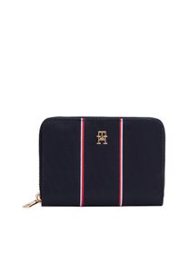 Geldb&ouml;rse Tommy Hilfiger "TH ICON MED ZA NYLON CORP", Damen, dunkelblau, Textil, Basic, Kleinlederwaren Geldb&ouml;rse, Unisex Geldbeutel, Portemonnaie mit TH-Schmucklogo