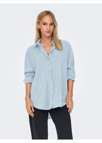 Hemdbluse Only "ONLZAZIMA L/S LOOSE SHIRT WVN NOOS", Damen, Gr. M, chambray blau, Web, Obermaterial: 84% Modal, 16% Polyester, unifarben, oversize Po-bedeckend, Blusen Hemdbluse