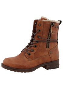 Winterstiefel Mustang Shoes "Concetta", Jungen, Gr. 36, braun (cognac), Lederimitat, Basic, Schuhe Winterstiefel, Stiefel, Schn&uuml;rstiefel mit TEX-Membran