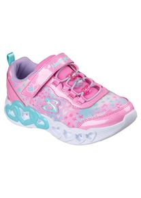 Sneaker Skechers "INFINITE HEART LIGHTS", M&auml;dchen, Gr. 33, rosa multifarben, Lederimitat, Textil, kontrastfarbene Details, Schuhe Sneaker, Klettschuh mit Blinkfunktion, Gr&ouml;&szlig;enschablone zum Download