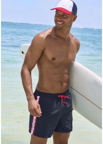 Badeshorts Buffalo, Herren, Gr. XXL (58/60), N-Gr, blau (marine, rot), Microfaser, Recycling-Polyester, kontrastfarbene Details, Badehosen Badeshorts, mit kontrastfarbenen Details, Topseller