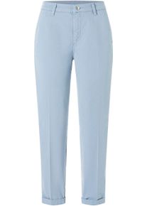 Chinohose MAC "CHINO turn up", Damen, Gr. 40, N-Gr, cashmere blau ppt, Web, Obermaterial: 97% Baumwolle, 3% Elasthan, unifarben, slim fit kn&ouml;chelfrei, Hosen Chinohose, mit dezentem Glanz, elegant und sportiv zugleich