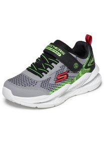 Sneaker Skechers "Skechers METEOR-LIGHTS 2.0", M&auml;dchen, Gr. 27, grau, schwarz, Lederimitat, Textil, Mesh, kontrastfarbene Details, Schuhe Sneaker, Sportschuh mit Klett, Gr&ouml;&szlig;enschablone zum Download