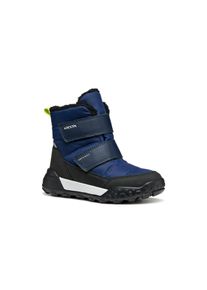 Winterstiefel Geox "J TREKKYUP BOY B ABX", Jungen, Gr. 39, blau (navy, limette), Synthetik, Textil, Schuhe Winterstiefel, Klettstiefel mit Warmfutter, Gr&ouml;&szlig;enschablone zum Download