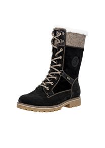 Winterstiefel Remonte, Damen, Gr. 41, schwarz (schwarz, beige), Leder, Lederimitat, Textil, kontrastfarbene Details, Schuhe Winterstiefel, Schn&uuml;rboots, Stiefelette mit wasserabweisender Tex-Ausstattung