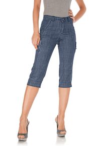 Caprihose Heine, Damen, Gr. 46, Normalgr&ouml;&szlig;en, blau (blau denim), 98% Baumwolle, 2% Elasthan, unifarben, 3/4-L&auml;nge, Hosen Caprihose