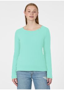 Langarmshirt Ragwear "FLLORAH LONG GOTS", Damen, Gr. M, lagoon gr&uuml;n, Jersey, Obermaterial: 100% Baumwolle, unifarben, normal, Rundhals, Shirts Langarmshirt, Bestseller aus Single Jersey mit softem Finish und Kn&ouml;pfen