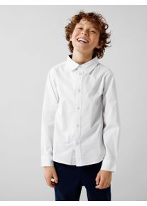 Langarmhemd name it "NKMNEWSA f&uuml;r Jungen mit Knopfleiste und Baumwollkomfort", Jungen, Gr. 110, N-Gr, wei&szlig; (hellwei&szlig;), Web, Obermaterial: 100% Baumwolle, unifarben, regular fit, &Auml;rmel mit &Auml;rmelschlitz 1-Knopf-Manschette, Hemden Langarmhemd, unifarben, casual, regular fit, Baumwolle, Hemdkragen