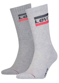 Levi's Socken LEVI'S "LEVIS REGULAR CUT SPRTWR LOGO 2P", Damen, Gr. 35-38, grau (grau combo), Baumwollmischung, unifarben, normal, Socken Socken, mit breitem Logobund