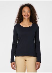 Langarmshirt Ragwear "FLLORAH LONG GOTS", Damen, Gr. L, navy, Jersey, Obermaterial: 100% Baumwolle, unifarben, normal, Rundhals, Shirts Langarmshirt, Bestseller aus Single Jersey mit softem Finish und Kn&ouml;pfen