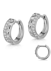Paar Creolen Firetti "Schmuck Geschenk Silber 925 Ohrschmuck Ohrringe", silberfarben, kristallwei&szlig;, kristallwei&szlig;, Ohrringe, Damen, 13,3mm, Silber 925 (Sterlingsilber), Paar Creolen, Made in Germany - mit Zirkonia (synth.)