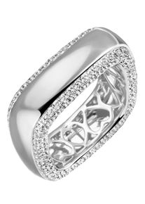 Fingerring Firetti "Schmuck Geschenk Silber 925 Silberring eckig Herzaussparung" Gr. 60, silber (silberfarben, kristallwei&szlig;), Fingerringe, Damen, 60, Silber 925 (Sterlingsilber), 7,05mm, Fingerring, mit Zirkonia (synth.)