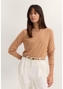 T-Shirt Bugatti, Damen, Gr. S, 640, messing, 93% Modal, 7% Elasthan, unifarben, normal, Rundhals, Shirts T-Shirt, aus Modal mit Rundhals