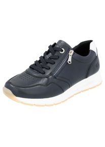 Keilsneaker Remonte, Damen, Gr. 43, blau (nachtblau, wei&szlig;), Leder, Schuhe Keilsneaker, Freizeitschuh, Halbschuh, Schn&uuml;rschuh mit seitlichem Rei&szlig;verschluss