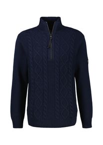 Sweatshirt Lerros "Herren Stricktroyer mit Zopfmuster", Herren, Gr. M, classic navy, 60% Baumwolle, 40% Polyacryl, Sweatshirts Sweatshirt