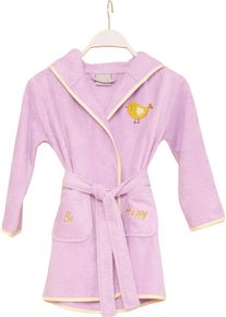 Kinderbademantel Egeria "Be Happy" Gr. 110, lila, 110/116, Baumwolle, Hausm&auml;ntel, Kinderbademantel, mit Vogel Applikation