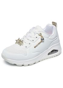 Sneaker Skechers "UNO GEN1-TRENDY JEWELS", M&auml;dchen, Gr. 40, wei&szlig;, goldfarben, Lederimitat, Schuhe Sneaker, Plateausneaker, Gr&ouml;&szlig;enschablone zum Download