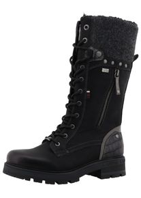 Winterstiefel Mustang Shoes "Darleen", Damen, Gr. 42, Normalschaft, schwarz, Lederimitat, Textil, Schuhe Winterstiefel, Schn&uuml;rstiefel mit Rei&szlig;verschluss