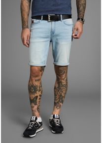 Jeansshorts Bruno Banani "Hutch-Shorts", Herren, Gr. 34, L&auml;nge 32, blau (light blau), Denim/Jeans, Obermaterial: 98% Baumwolle, 2% Elasthan, unifarben, normal kurz, Jeans Jeansshorts, gerade geschnittene kurze Beine, niedrige Leibh&ouml;he