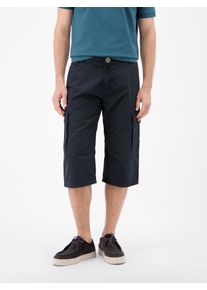 Cargoshorts Lerros "Bermuda mit Cargotaschen, lang geschnitten", Herren, Gr. 38, blau night, 100% Baumwolle, Hosen Cargoshorts