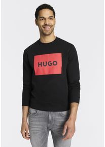 Sweatshirt Hugo "Duragol", Herren, Gr. M, schwarz001, Sweatware, Obermaterial: 100% Baumwolle, unifarben, regular fit normal, Rundhals, Rippb&uuml;ndchen, Sweatshirts Sweatshirt, Rundhalsausschnitt, Regular Fit, gro&szlig;er Logo-Druck