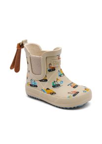 Gummistiefel bisgaard "baby rubber", M&auml;dchen, Gr. 27, beige baustelle, Naturkautschuk, gemustert, Schuhe Gummistiefel, Babyschuh mit Stretcheinsatz, Gr&ouml;&szlig;enschablone zum Download