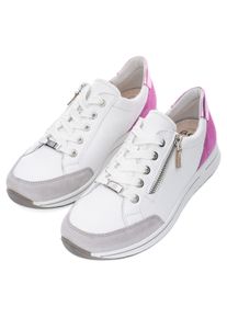 Keilsneaker Ara "OSAKA", Damen, Gr. 3,5 (36), wei&szlig; (wei&szlig; kombiniert), Glattleder, Veloursleder, kontrastfarbene Details, Schuhe Keilsneaker, Freizeitschuh, Schn&uuml;rschuh, Komfortschuh in Weite H (= sehr weit)