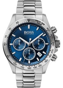 Chronograph BOSS "HERO", silber (silberfarben, blau), Armbanduhren, Herren, Chronograph, Quarzuhr, Herrenuhr, Armbanduhr, Stoppfunktion, Edelstahlarmband