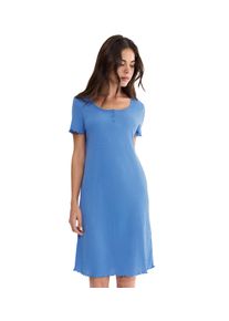 Nachthemd Triumph "Mix & Match NDK Pointelle", Damen, Gr. 38, N-Gr, ciel, Jersey, Obermaterial: 60% Baumwolle, 40% Polyester, Kleider Nachthemd, weiche Pointnelle-Struktur