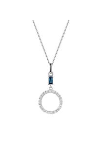 Kette mit Anh&auml;nger Firetti "Schmuck Geschenk Silber 925 Halsschmuck Halskette Ankerkette Kreis", silberfarben, kristallwei&szlig;, blau, Halsketten, Damen, Silber 925 (Sterlingsilber), L: 45 B: 1,1mm, Kette mit Anh&auml;nger, mit Zirkonia (synth.), B:1,1mm