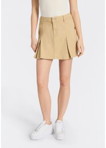 Minirock HUGO BLUE "Rundale", Damen, Gr. 34, open beige 280, Twill, Obermaterial: 100% Baumwolle, unifarben, mini, R&ouml;cke Minirock, mit Falten, Mid Waist