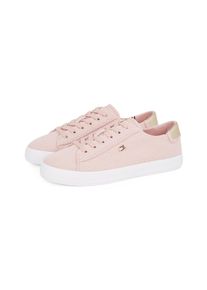 Plateausneaker Tommy Hilfiger "VULC CANVAS LACE UP SNEAKER", Damen, Gr. 35, rosa (rose), Baumwolle, Schuhe Plateausneaker, Freizeitschuh, Halbschuh, Schn&uuml;rschuh, in schmaler Form