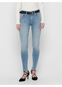 Ankle-Jeans Only "ONLBLUSH MID SK AK RAW REA1467", Damen, Gr. L (40), L&auml;nge 34, light blau denim, Denim/Jeans, Obermaterial: 92% Baumwolle, 6% Elastomultiester, 2% Elasthan, Abriebeffekte, Jeans Ankle-Jeans