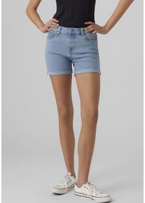 V&eacute;ro Moda Jeansshorts VERO MODA "VMLUNA MR FOLD SHORTS MIX GA NOOS", Damen, Gr. XL (42), N-Gr, light blau denim, Denim/Jeans, Obermaterial: 72% Baumwolle, 26% Polyester, 2% Elasthan, unifarben, slim fit kurz, Jeans Jeansshorts, mit Umschlagsaum
