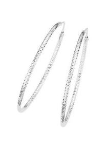 Paar Creolen Smart Jewel "gerieft und diamantiert, Silber 925", silber, Ohrringe, Damen, Silber 925 (Sterlingsilber)