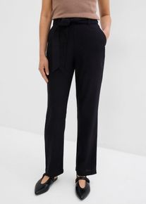 bonprix Schlupfhose aus luftigem Leinen-Viskose-Mix, schwarz, Gr.44, Hose aus luftigem, k&uuml;hlendem Leinen-Viskose-Mix und zwei Taschen vorne. Der Bund passt sich flexibel an., aus Leinen,Viskose
