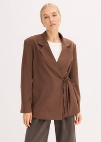 bonprix Oversize-Blazer, braun, Gr.40, Leger ausfallender Blazer mit asymmetrischer Taillen-Schn&uuml;rung