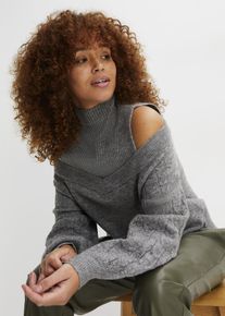 bonprix Schulterfreier Pullover, grau, Gr.44/46 (L), L&auml;ssiger Pullover mit offener Schulter