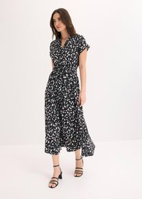 bonprix Hemdblusenkleid aus flie&szlig;ender Viskose, schwarz, Gr.36, schickes Hemdblusenkleid aus reiner Viskose