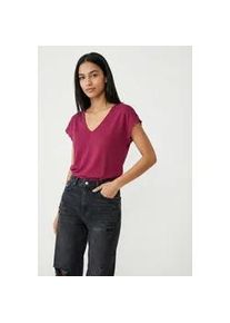 V&eacute;ro Moda Blusenshirt VERO MODA "VMIBILSA S/S V-NECK TOP JRS BTQ", Damen, Gr. M, jazzy, Jersey, Obermaterial: 64% Viskose, 36% Polyester, unifarben, regular fit, tiefer V-Ausschnitt, Shirts Blusenshirt, mit Spitzendetails