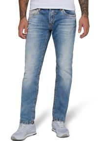 Straight-Jeans CAMP DAVID "NI:CO:R611", Herren, Gr. 34, L&auml;nge 30, blau (light vintage), Denim/Jeans, Obermaterial: 99% Baumwolle, 1% Elasthan, straight fit, Jeans Straight-Jeans, mit markanten Steppn&auml;hten