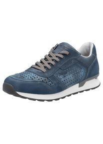 Sneaker Rieker, Herren, Gr. 47, blau (blau used), Leder, Veloursleder, Schuhe Sneaker, Schn&uuml;rschuh, Halbschuh mit luftdurchl&auml;ssiger Perforation