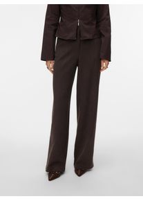 V&eacute;ro Moda Anzughose VERO MODA "VMBESTIE HW WIDE PANT NOOS", Damen, Gr. 38, L&auml;nge 32, chocolate torte detail:melange, Web, Obermaterial: 94% Polyester, 4% Viskose, 2% Elasthan, meliert, unifarben, bequem lang, Hosen Anzughose, Materialmix, weite Form, mit Stretch