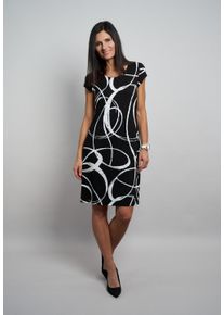 Druckkleid Seidel Moden "Otto exclusiv", Damen, Gr. 34, N-Gr, schwarz, Jersey, Obermaterial: 94% Viskose, 6% Elasthan, gemustert, kniefrei, Rundhals, Kleider Druckkleid, mit grafischem Muster - Viskose - MADE IN GERMANY