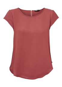 Kurzarmbluse Only "ONLVIC &ndash; feminines Blusenshirt in lockerer Form", Damen, Gr. 42, spiced apple, Web, Obermaterial: 97% Polyester, 3% Elasthan, unifarben, regular fit Po-bedeckend, Rundhals, Blusen Kurzarmbluse, regular fit, Web, Kunstfaser, Rundhals, unifarben