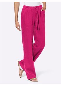 Schlupfhose Heine, Damen, Gr. 46, Normalgr&ouml;&szlig;en, pink, 100% Leinen, unifarben, lang, Hosen Schlupfhose